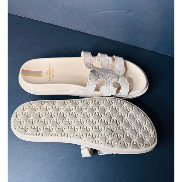 Sam Edelman Valeri Leather Signature Cutout Slide Sandals CROC Beige US 8 38 - Picture 6 of 7